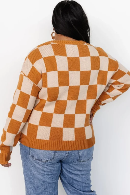 Quincy Checkered Sweater | Pumpkin Spice