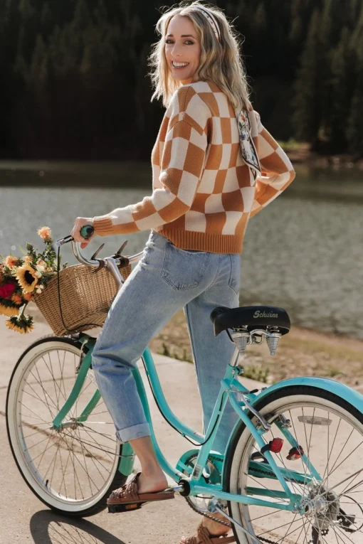 Quincy Checkered Sweater | Pumpkin Spice