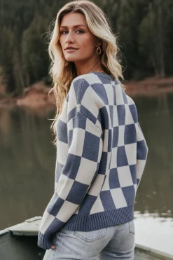 Quincy Checkered Sweater | Blue