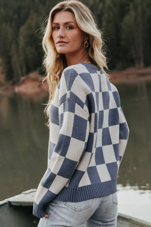 Quincy Checkered Sweater | Blue