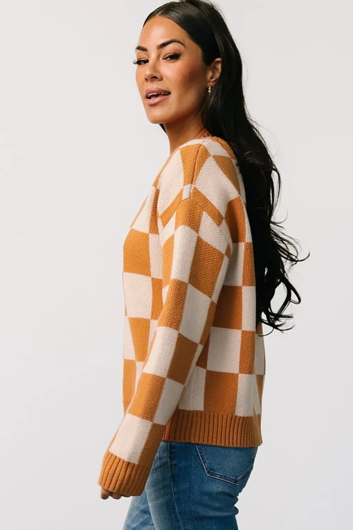 Quincy Checkered Sweater | Pumpkin Spice