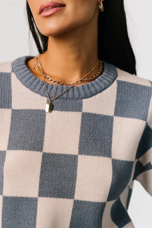 Quincy Checkered Sweater | Blue
