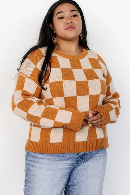 Quincy Checkered Sweater | Pumpkin Spice