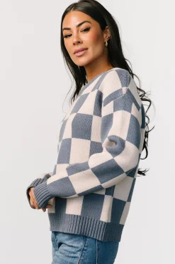 Quincy Checkered Sweater | Blue
