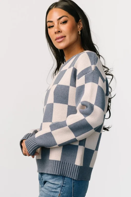 Quincy Checkered Sweater | Blue
