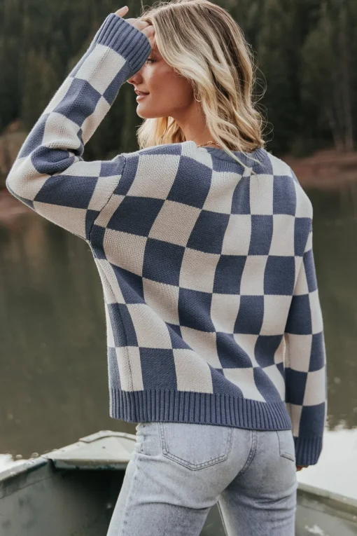 Quincy Checkered Sweater | Blue