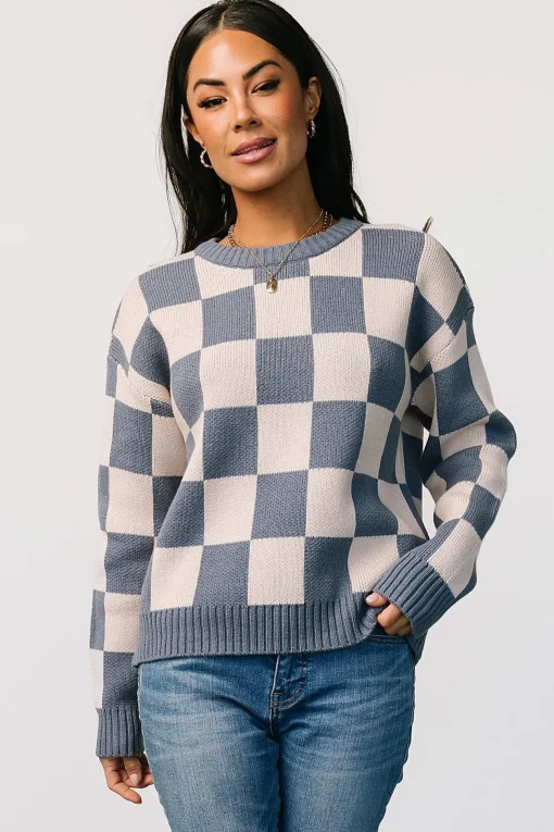 Quincy Checkered Sweater | Blue