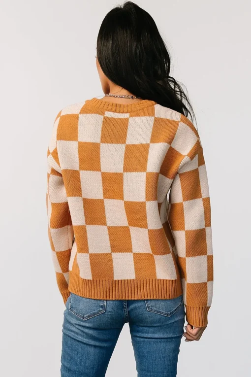 Quincy Checkered Sweater | Pumpkin Spice