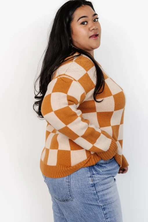 Quincy Checkered Sweater | Pumpkin Spice