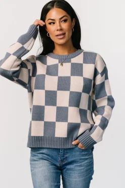 Quincy Checkered Sweater | Blue
