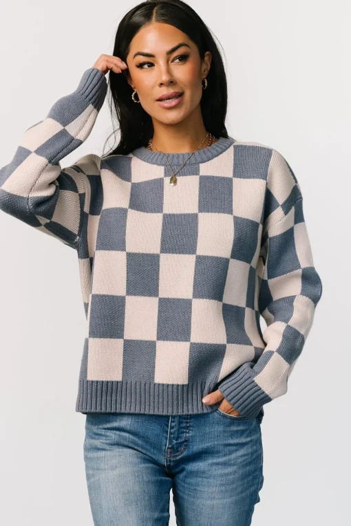 Quincy Checkered Sweater | Blue