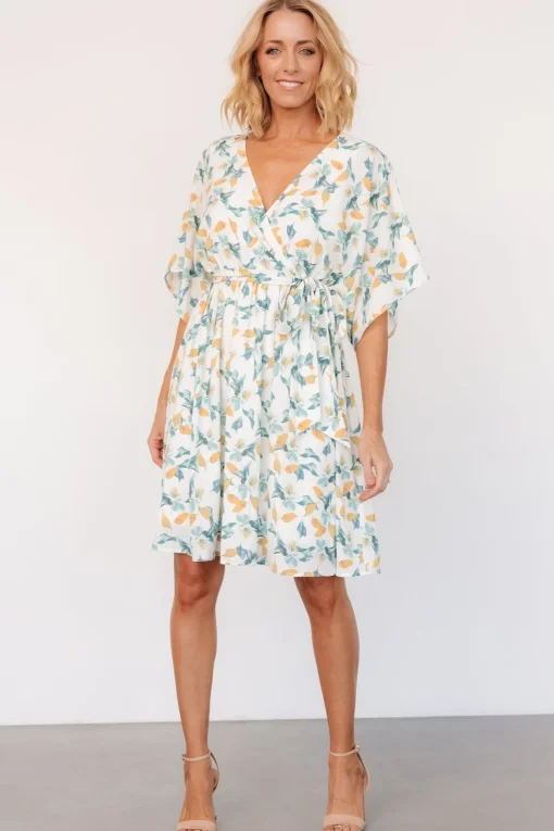 Raina Kimono Short Dress | Off White Multi Floral