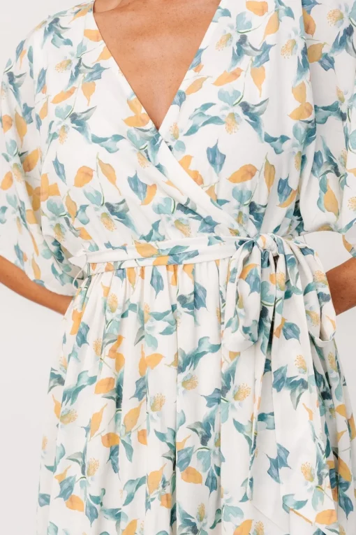 Raina Kimono Short Dress | Off White Multi Floral