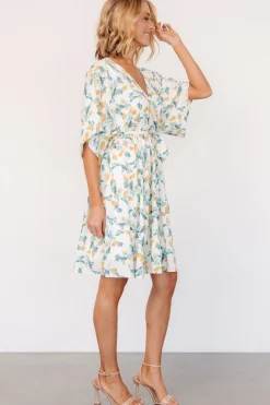 Raina Kimono Short Dress | Off White Multi Floral