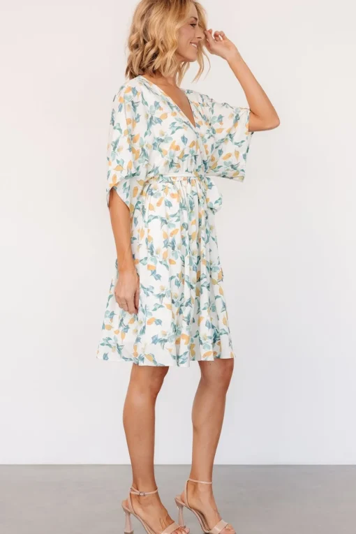 Raina Kimono Short Dress | Off White Multi Floral