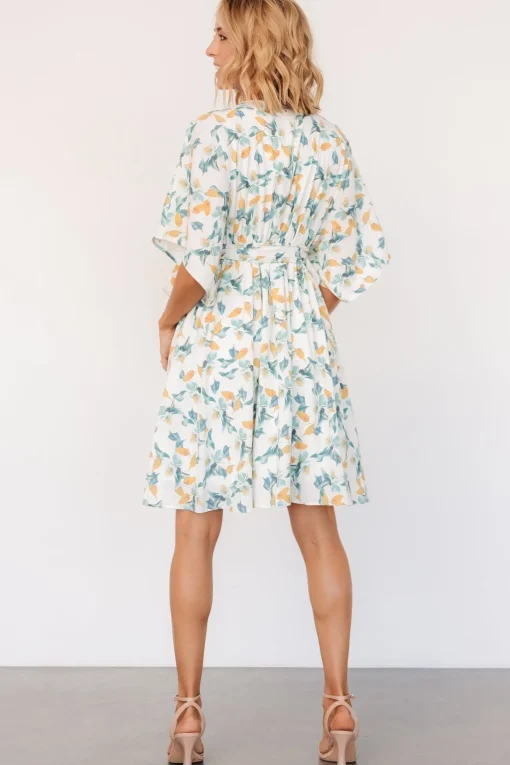 Raina Kimono Short Dress | Off White Multi Floral