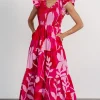 Ranchero Smocked Maxi Dress | Red + Pink