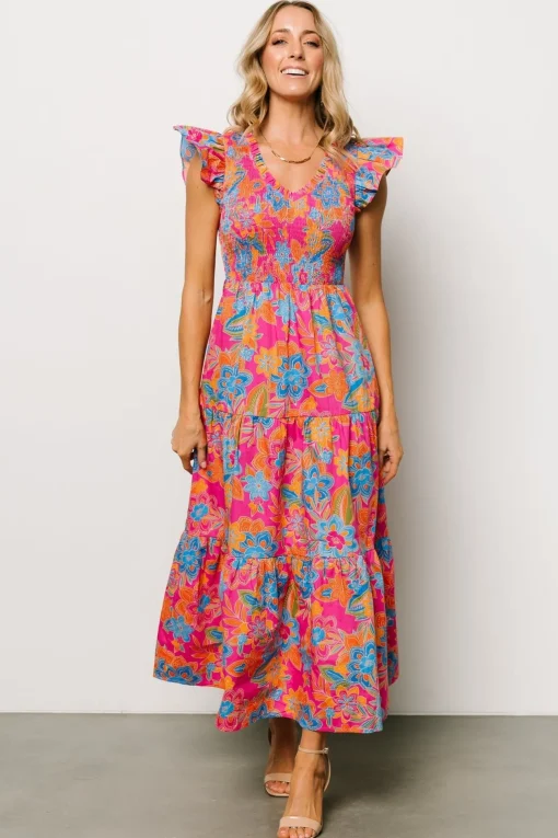 Ranchero Smocked Maxi Dress | Pink Multi