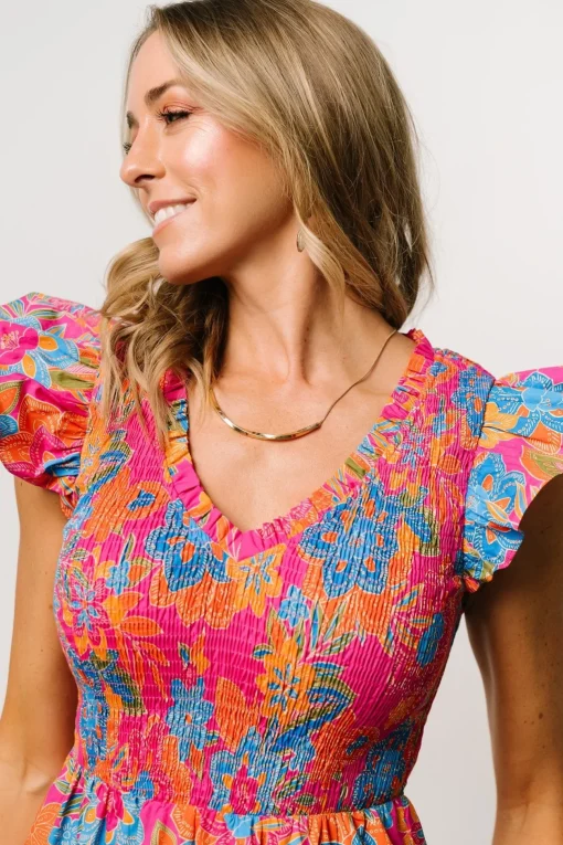 Ranchero Smocked Maxi Dress | Pink Multi