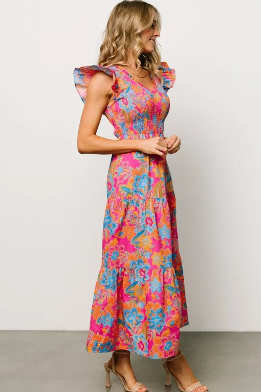 Ranchero Smocked Maxi Dress | Pink Multi