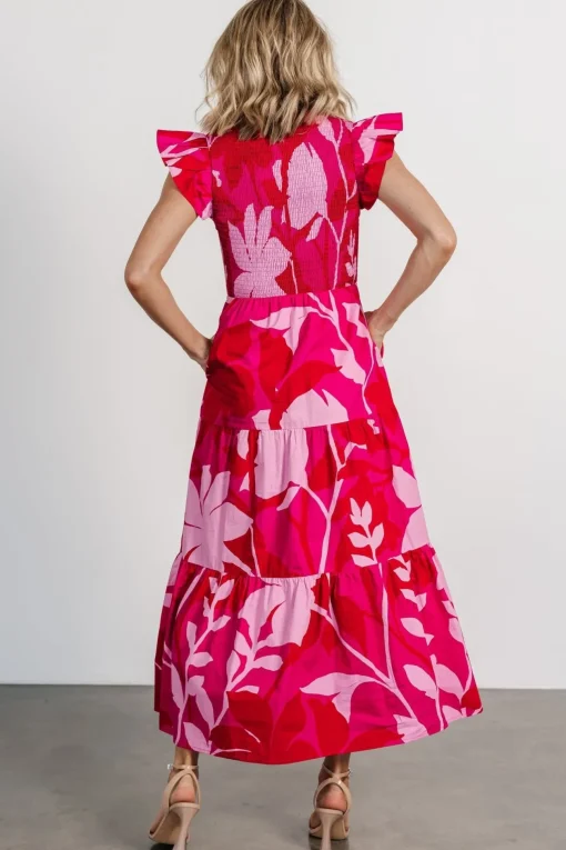 Ranchero Smocked Maxi Dress | Red + Pink