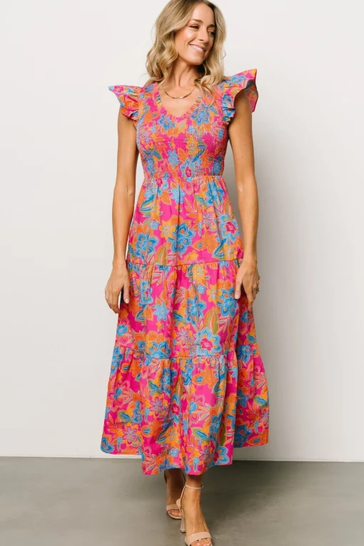 Ranchero Smocked Maxi Dress | Pink Multi