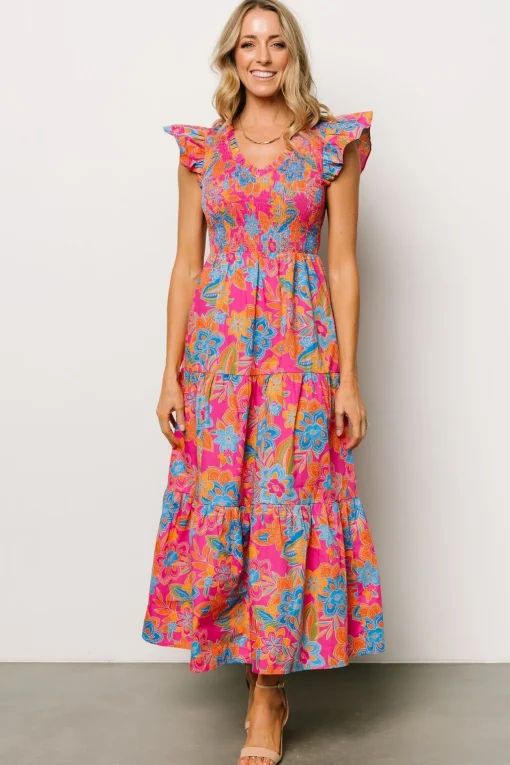 Ranchero Smocked Maxi Dress | Pink Multi