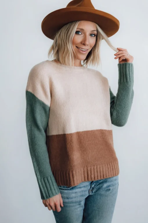 Randi Color Block Sweater | Natural
