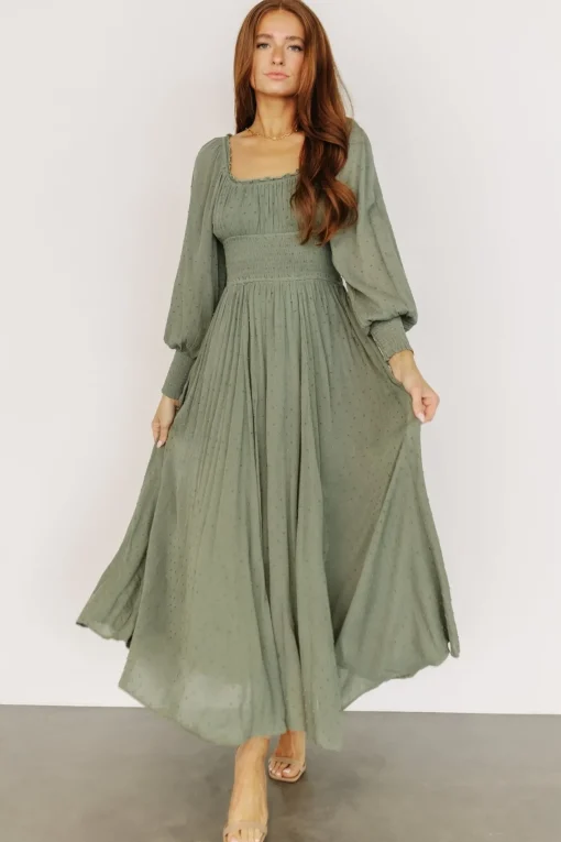 Renata Dot Maxi Dress | Dusty Olive