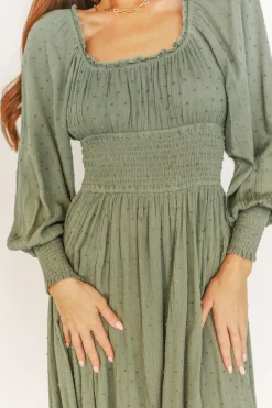 Renata Dot Maxi Dress | Dusty Olive