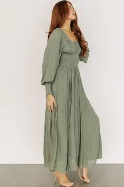 Renata Dot Maxi Dress | Dusty Olive