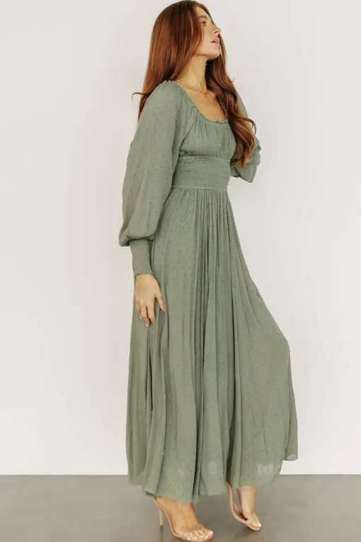 Renata Dot Maxi Dress | Dusty Olive