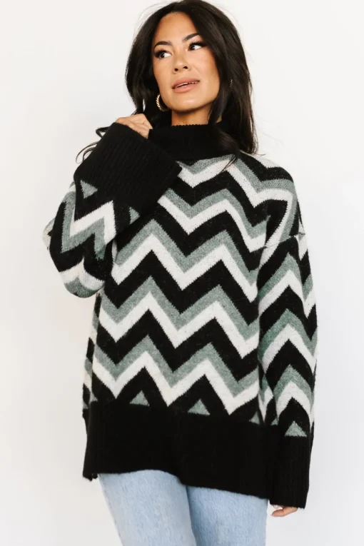 Ricks Sweater | Black + Green Multi