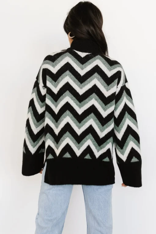 Ricks Sweater | Black + Green Multi