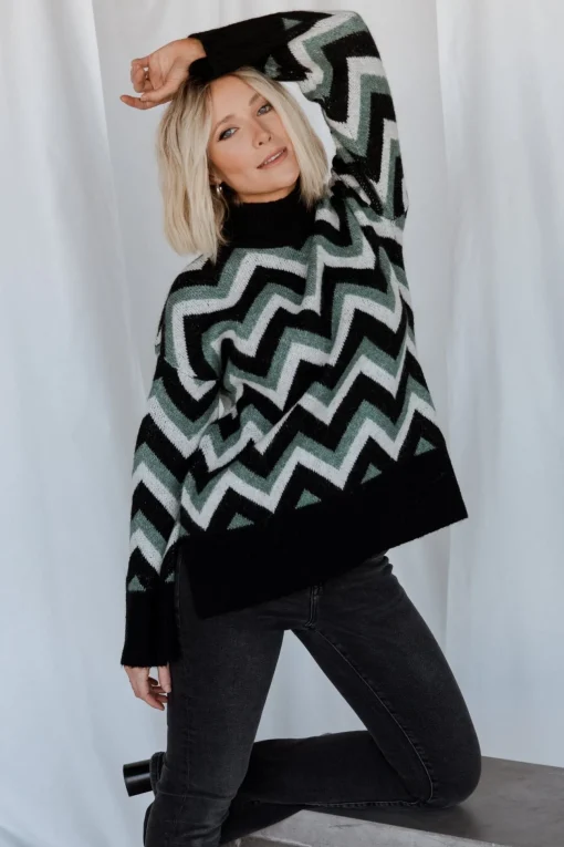 Ricks Sweater | Black + Green Multi