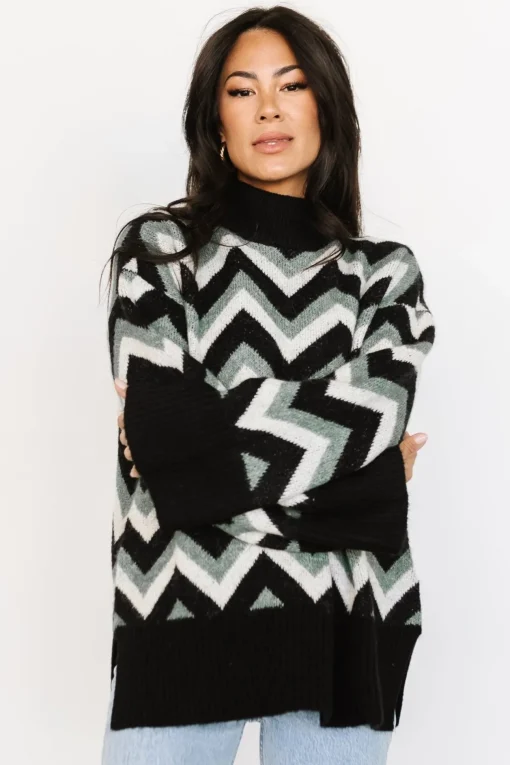 Ricks Sweater | Black + Green Multi