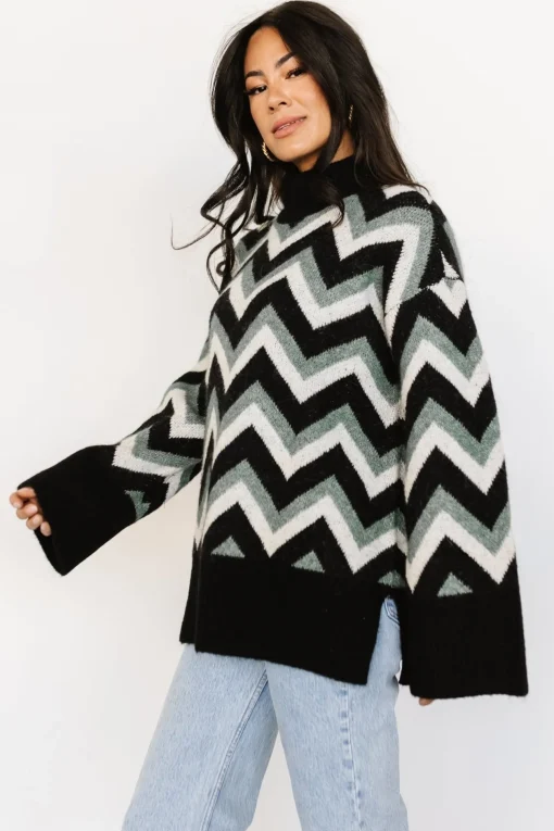 Ricks Sweater | Black + Green Multi
