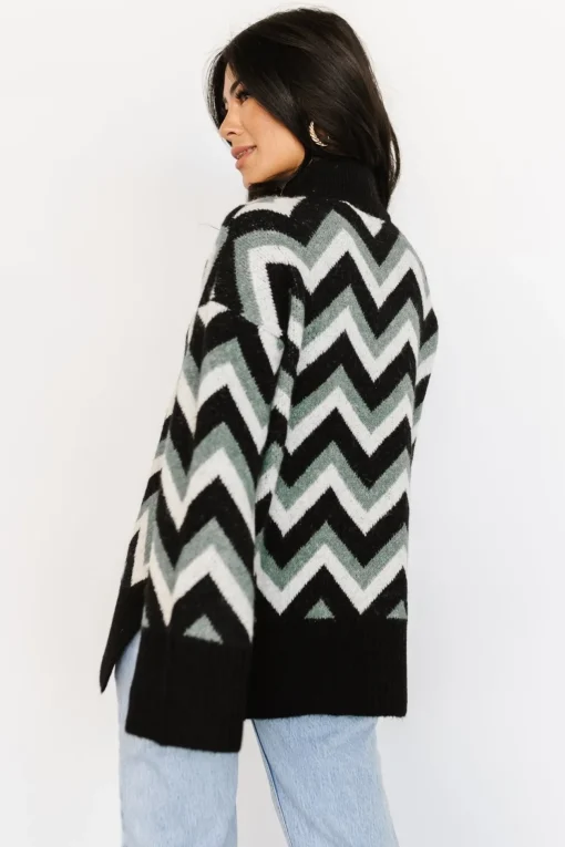 Ricks Sweater | Black + Green Multi