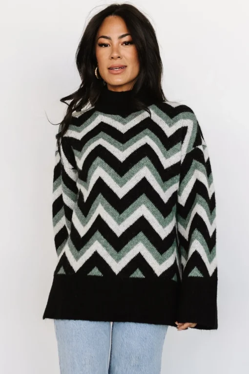 Ricks Sweater | Black + Green Multi