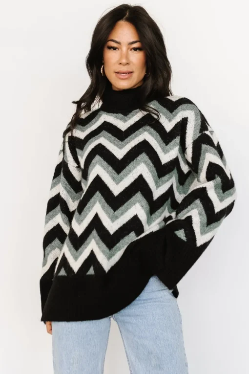Ricks Sweater | Black + Green Multi