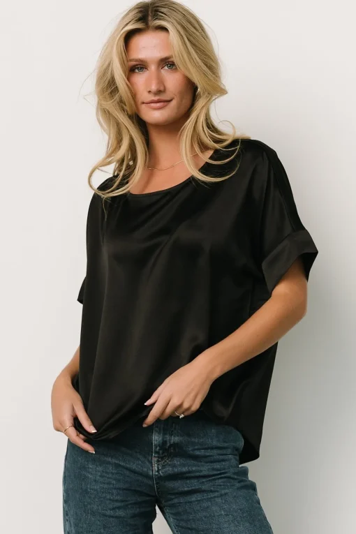 Rory Satin Top | Black