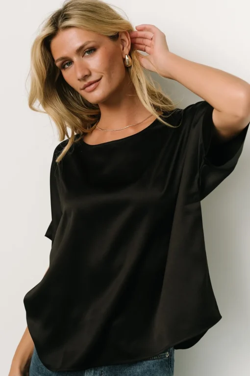Rory Satin Top | Black
