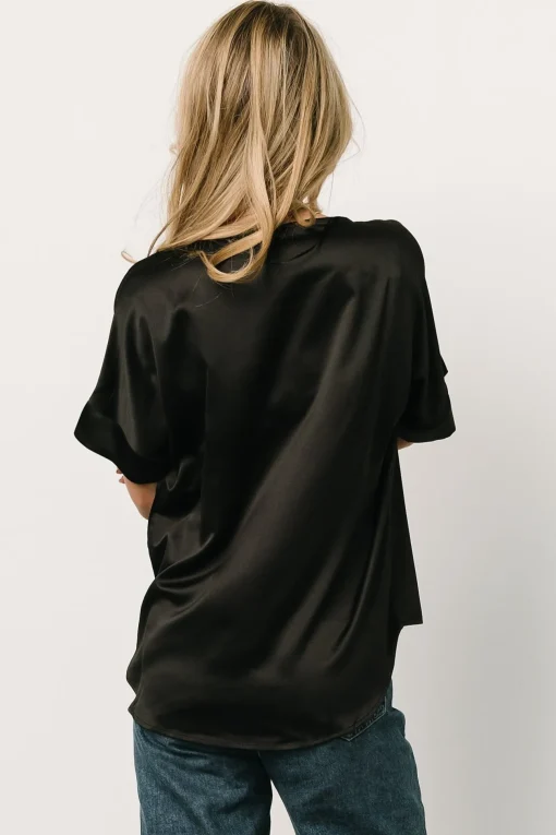 Rory Satin Top | Black