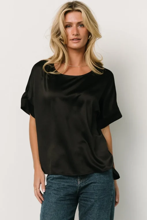 Rory Satin Top | Black