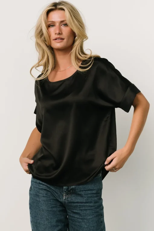 Rory Satin Top | Black