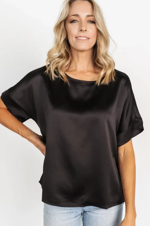 Rory Satin Top | Black