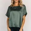 Rory Satin Top | Winter Green