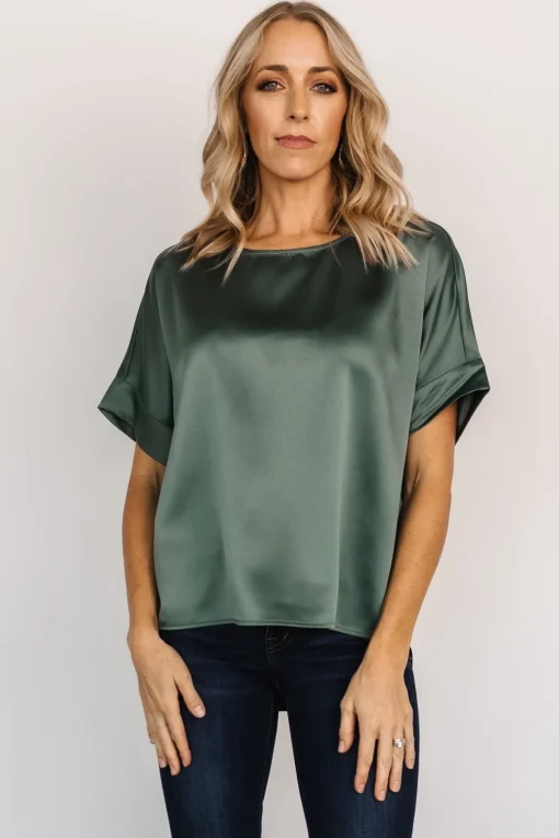 Rory Satin Top | Winter Green