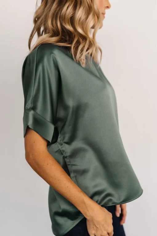Rory Satin Top | Winter Green