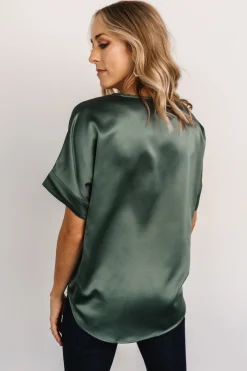 Rory Satin Top | Winter Green
